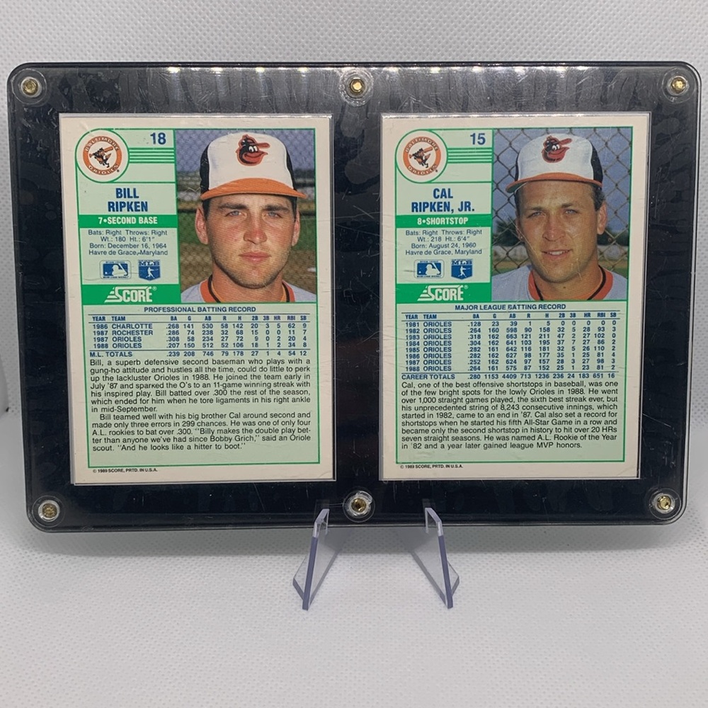 Cal Ripken Jr & Billy Ripken 1989 Topps MLB Cards Perfect Condition In Display! - Picture 4 of 6